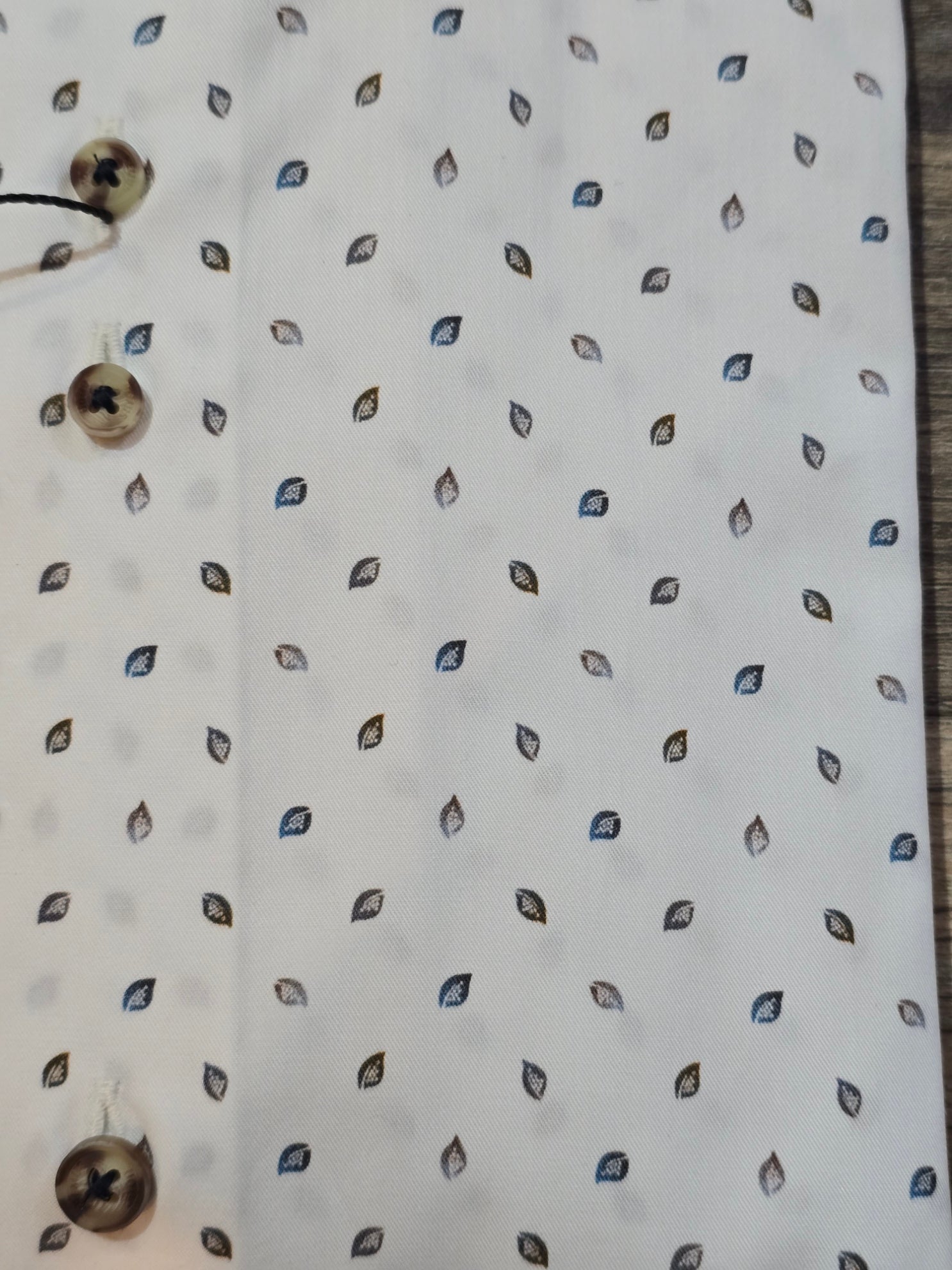 Remus Uomo Tapered White Leaf print cotton shirt