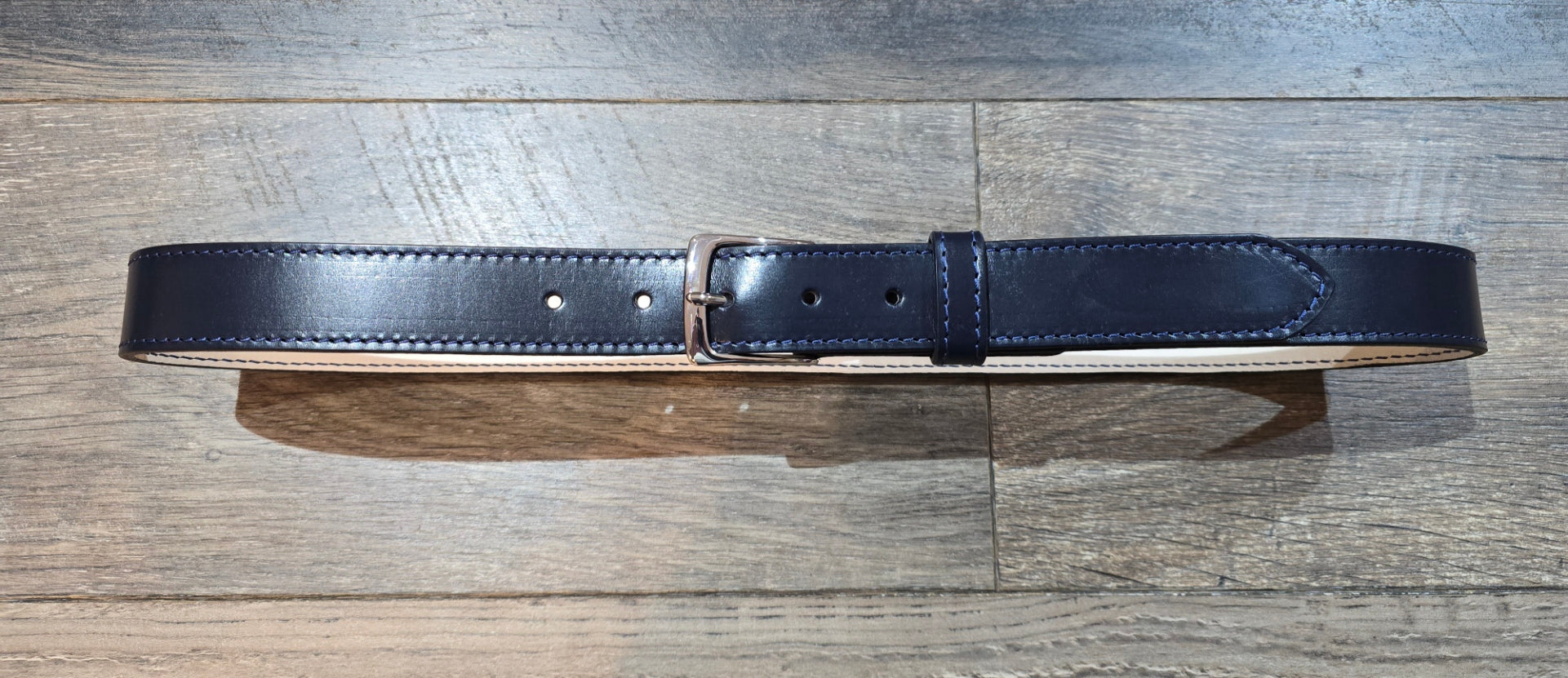 Retreat Clothing Handmade 32mm Navy Leather Dress Belt