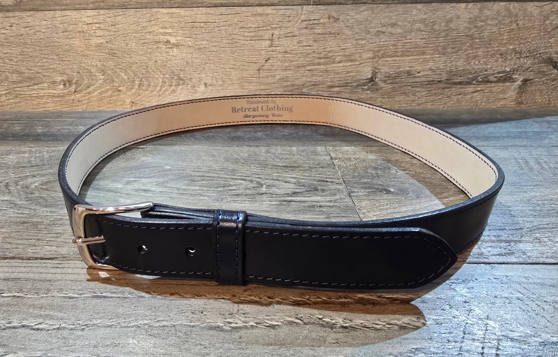 Retreat Clothing Handmade 32mm Navy Leather Dress Belt