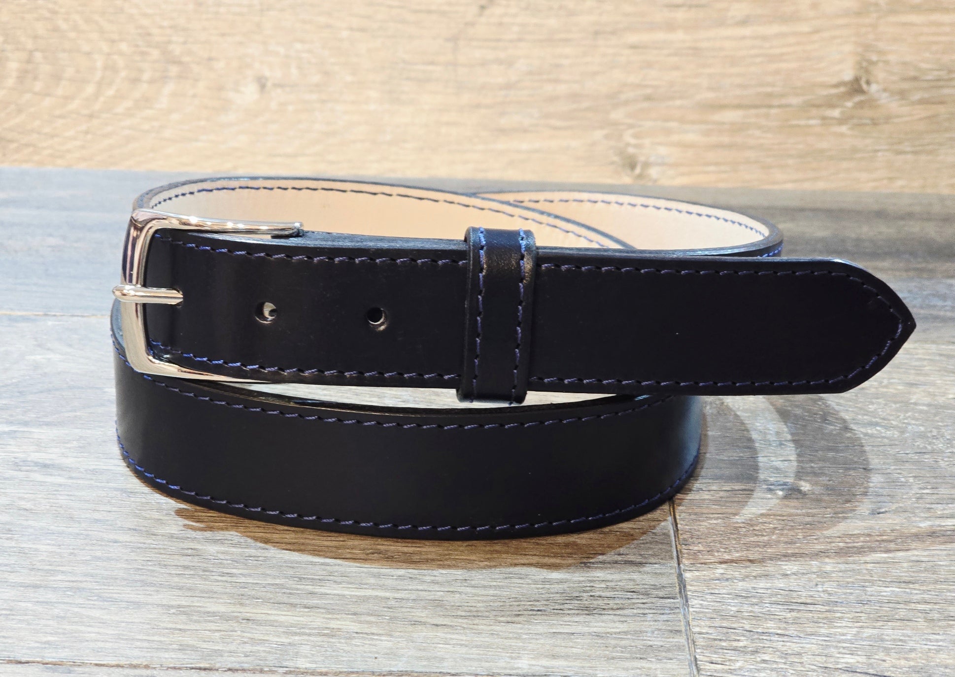Retreat Clothing Handmade 32mm Navy Leather Dress Belt