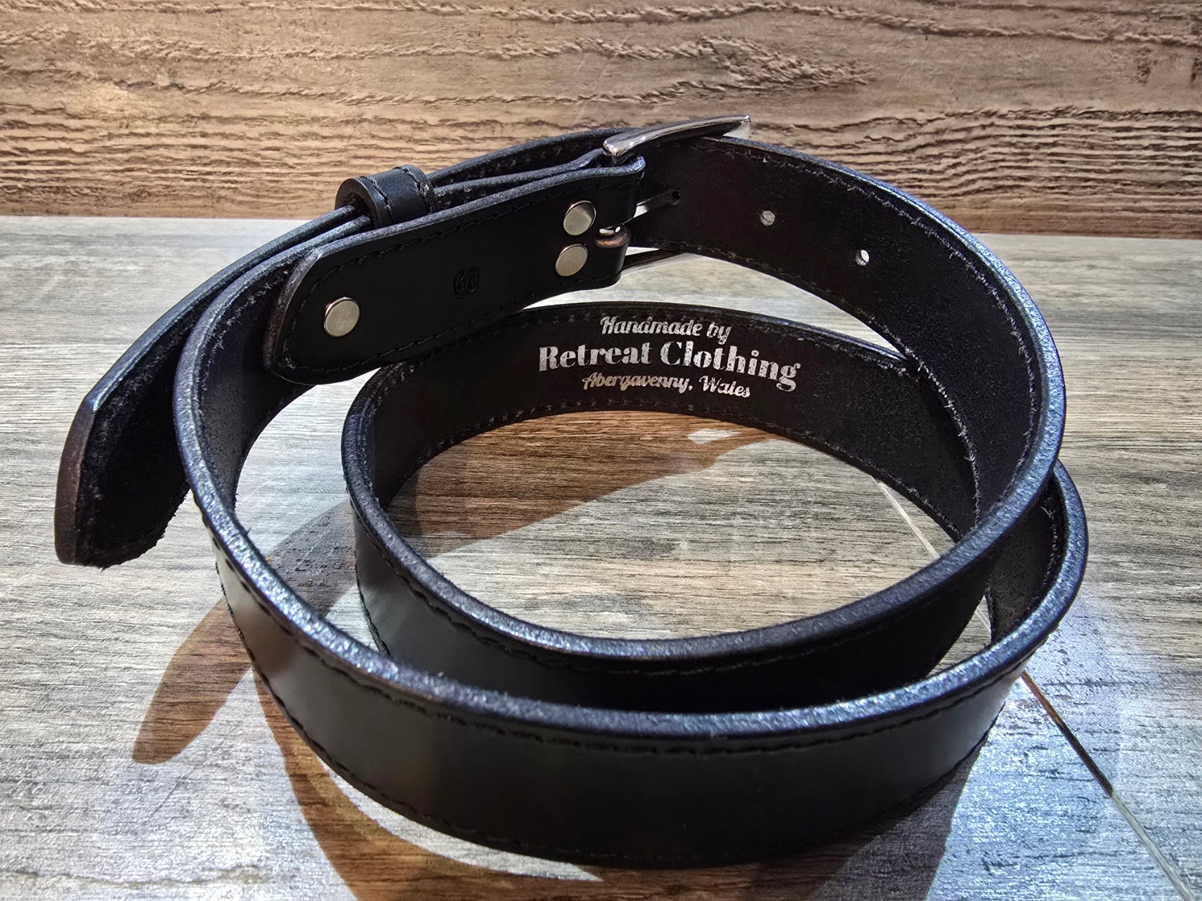 Retreat Clothing Handmade 32mm Black Leather Dress Belt