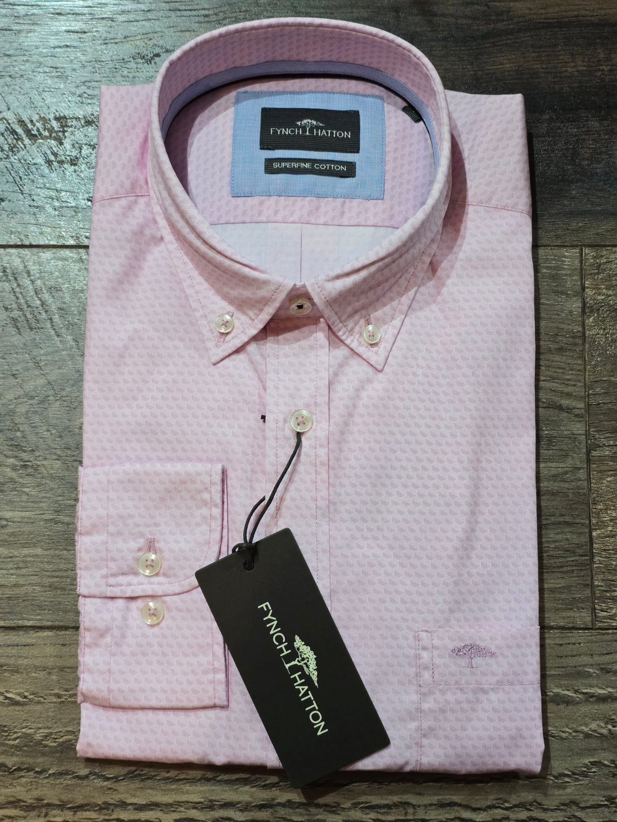 FYNCH-HATTON Pink Geometric Button Down Shirt
