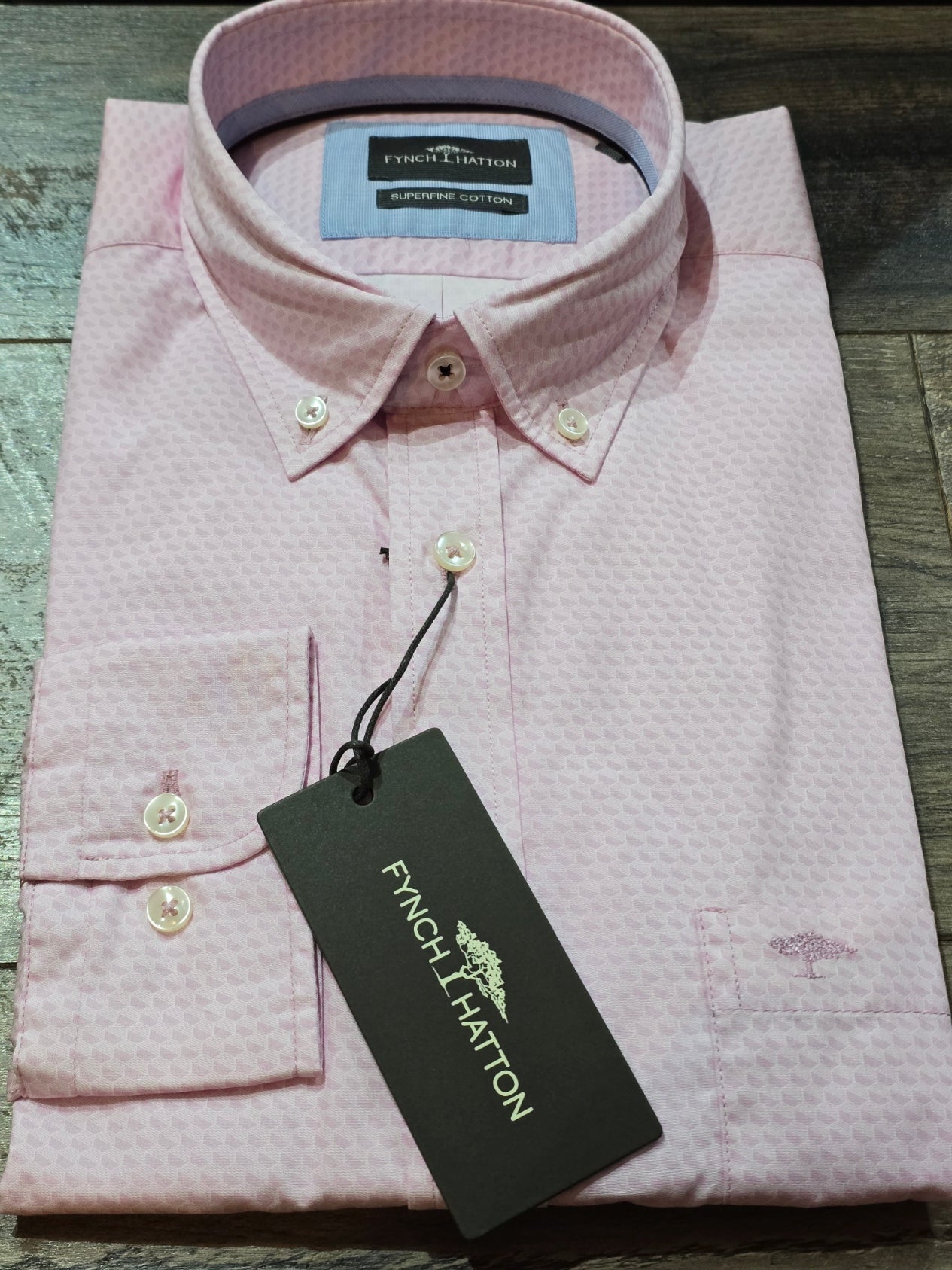 FYNCH-HATTON Pink Geometric Button Down Shirt