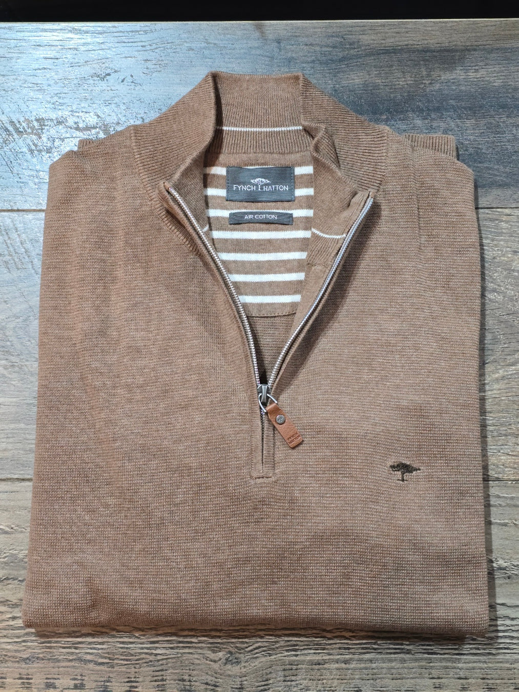 FYNCH HATTON Air Cotton 1/4 Zip Knit Top