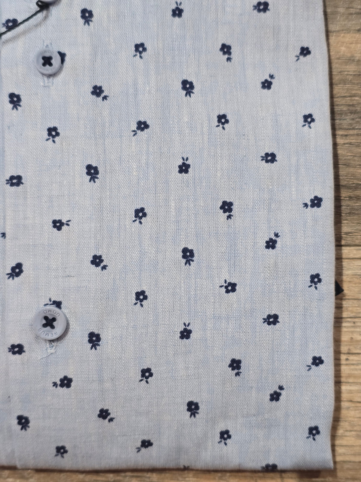 Remus Uomo Tapered fit Fit linen mix blue Print Shirt