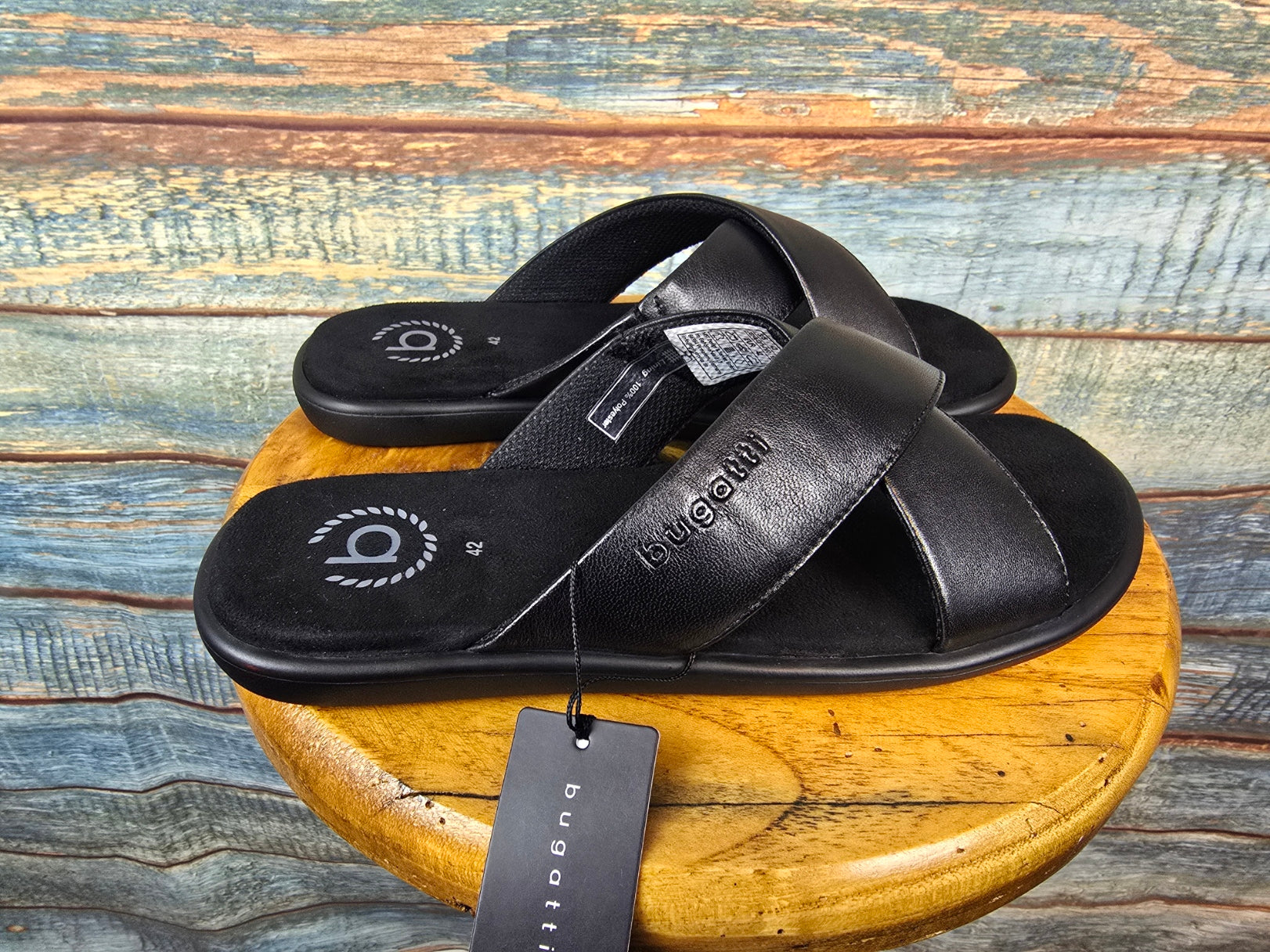 Bugatti Summer Black Leather X Sandals