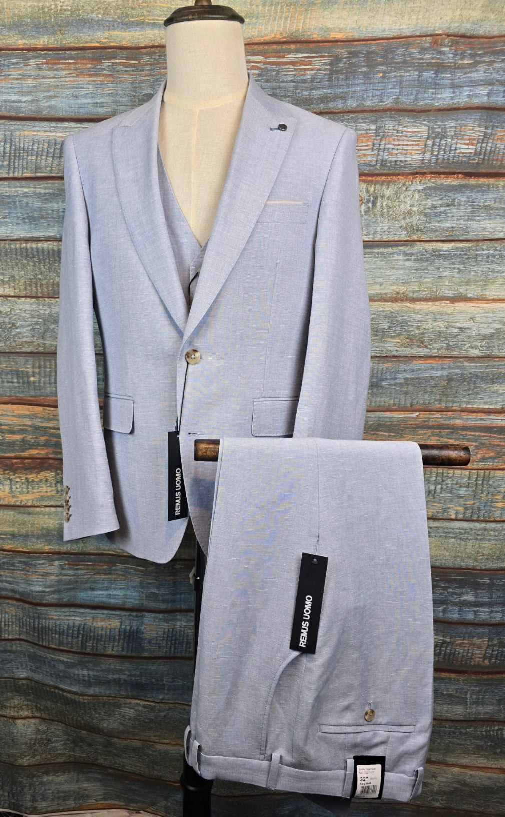 Remus Uomo Tapered Fit Linen-Blend 3 pci Suit