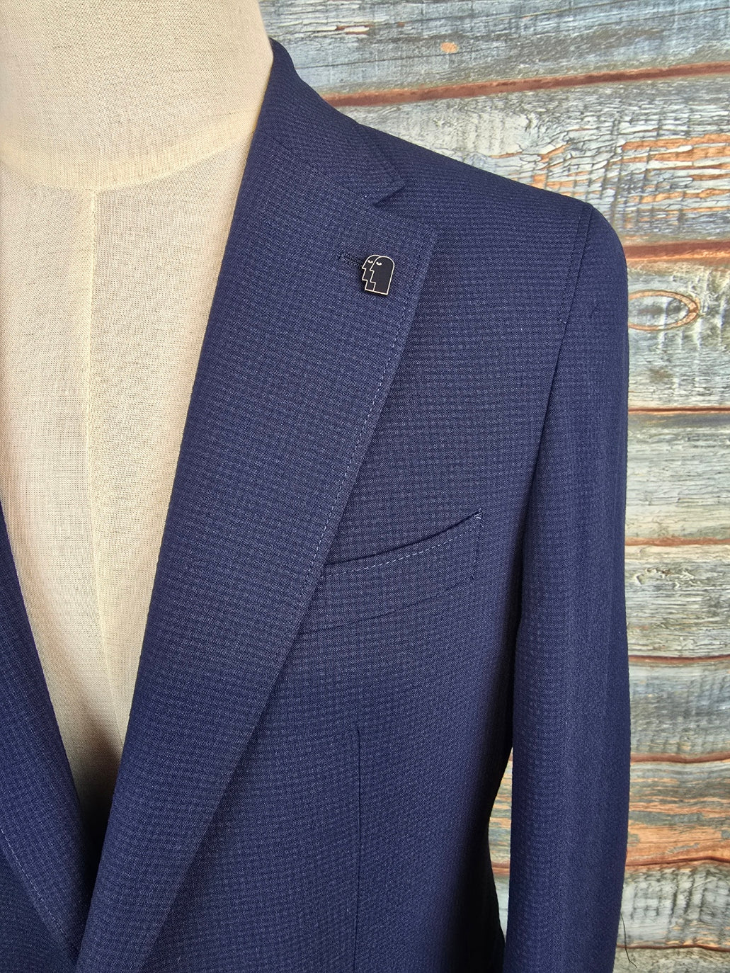 Remus Uomo Slim Fit Navy Seersucker Jacket