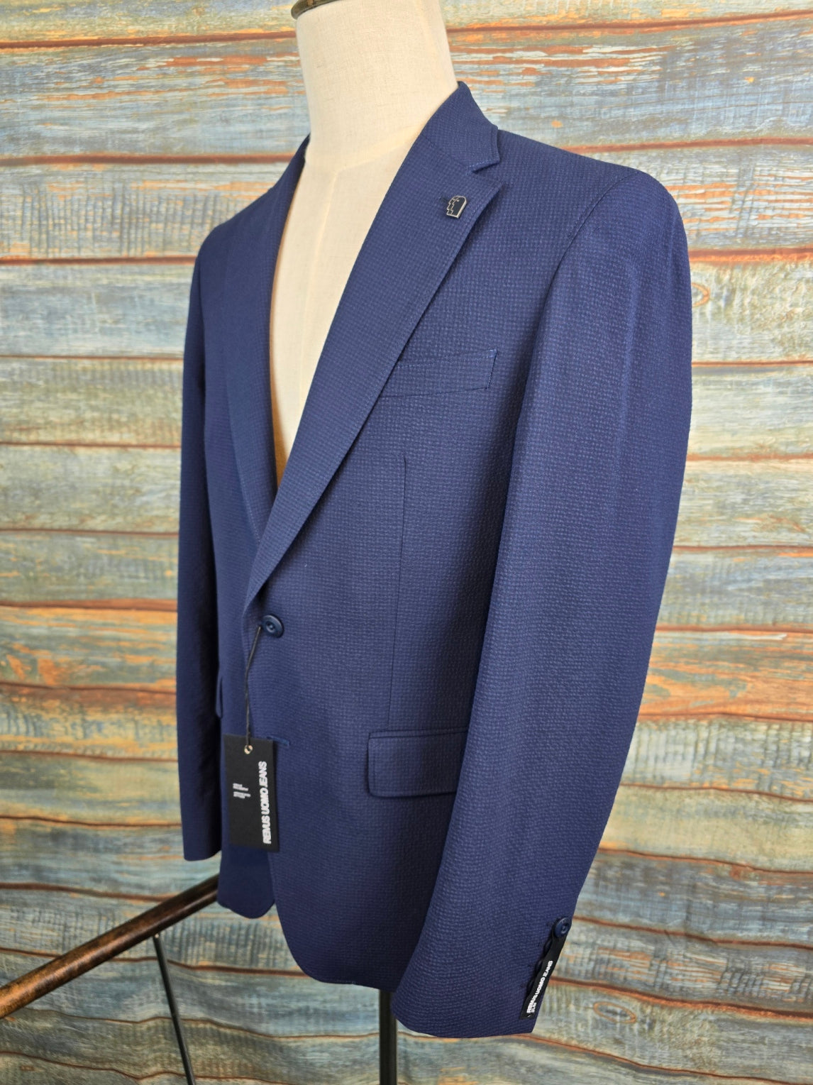 Remus Uomo Slim Fit Navy Seersucker Jacket
