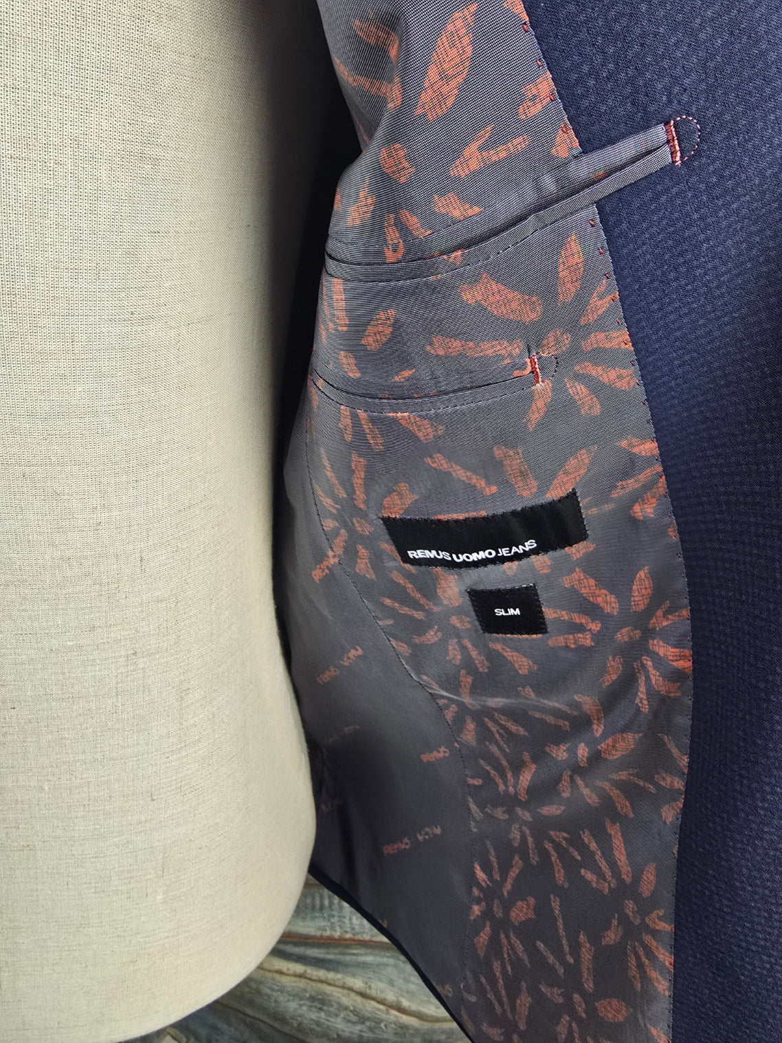 Remus Uomo Slim Fit Navy Seersucker Jacket