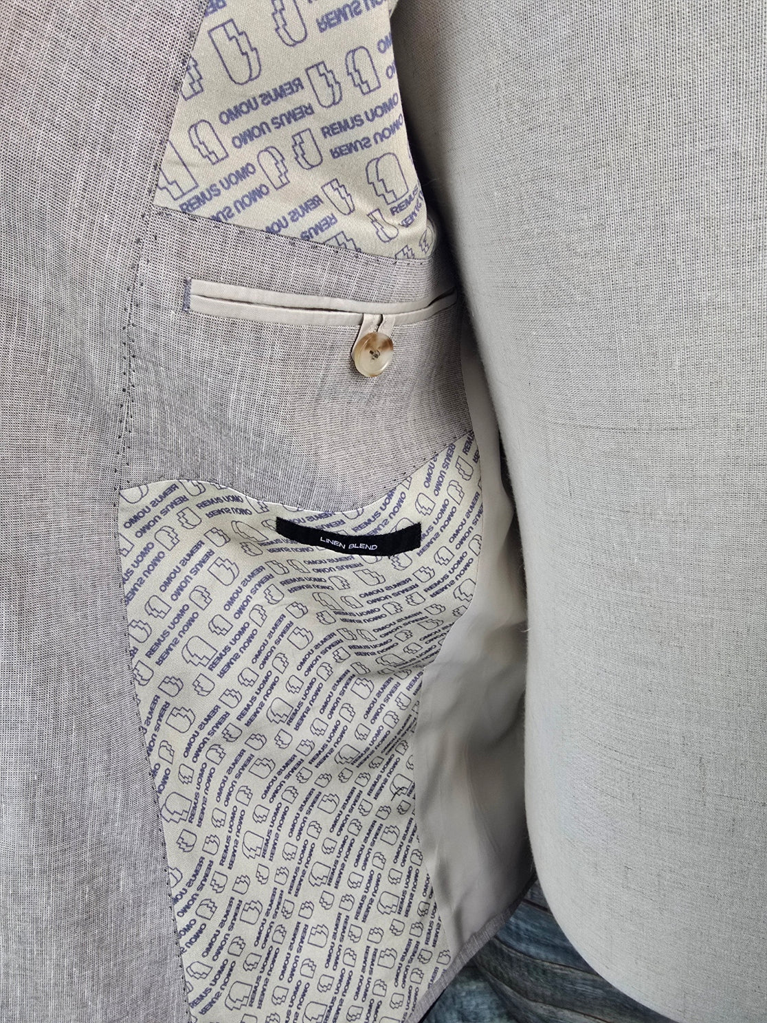 Remus Uomo Tapered Fit Fawn Linen blend Suit