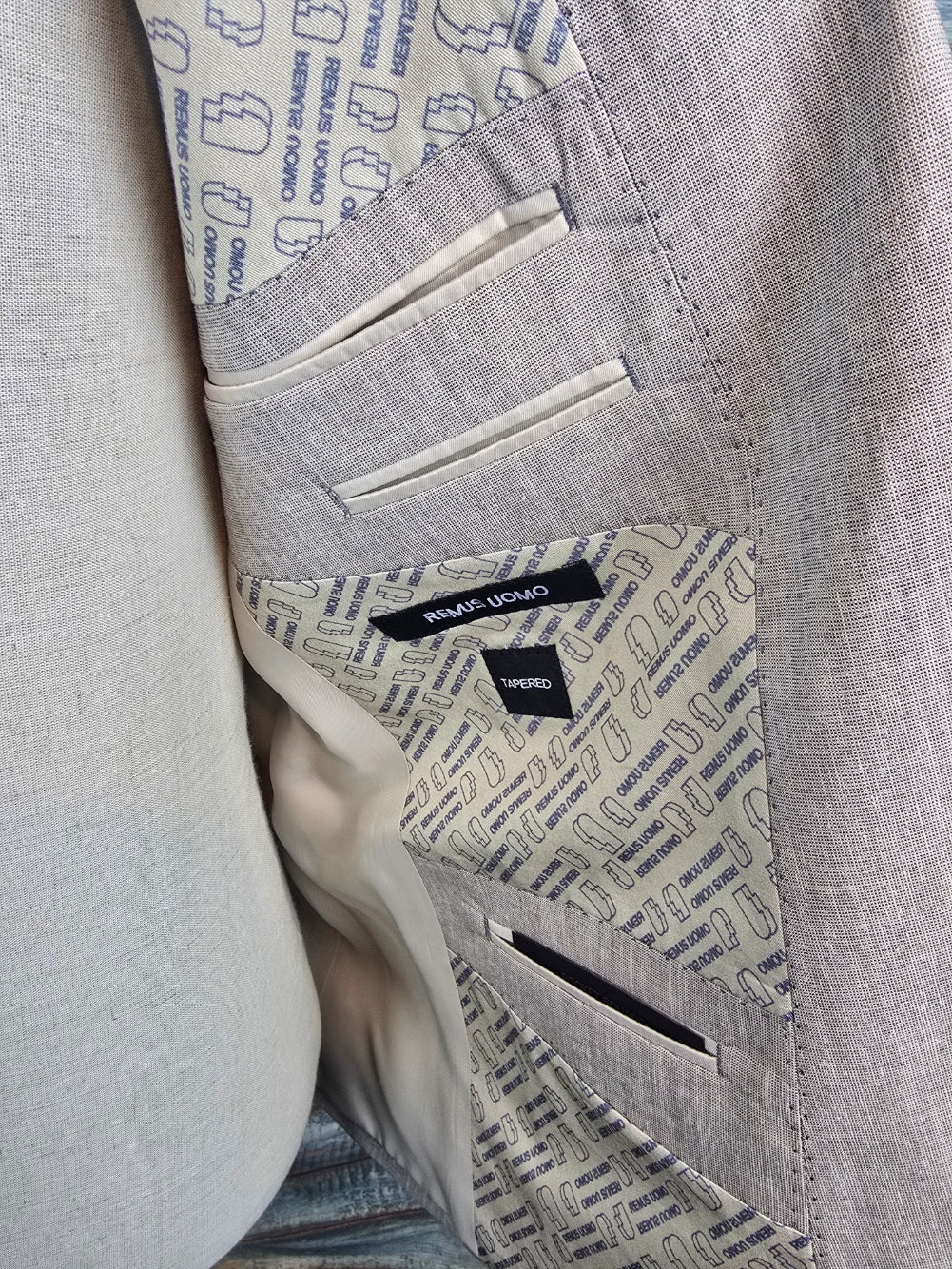 Remus Uomo Tapered Fit Fawn Linen blend Suit