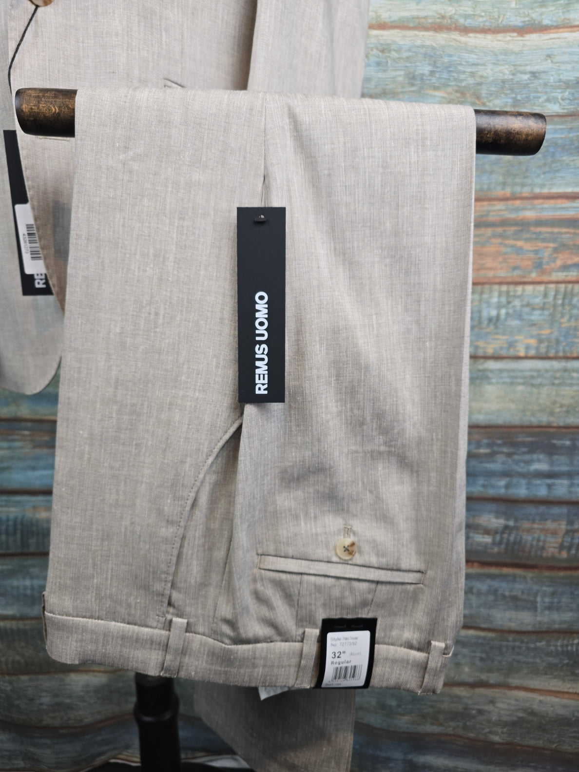 Remus Uomo Tapered Fit Fawn Linen blend Suit