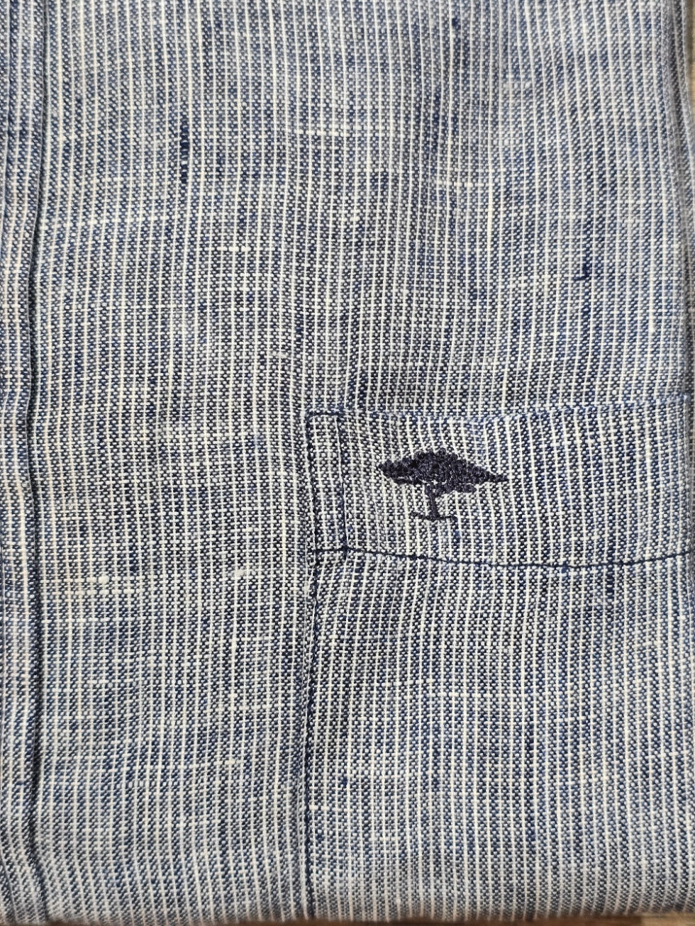 FYNCH-HATTON Long Sleeve Fine Stripe Linen Shirts