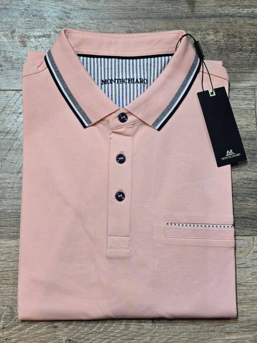 MONTECHIARO stretch Cotton Tipped Polo Shirt