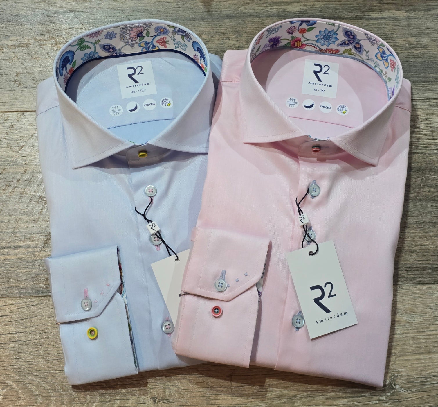 R2 Amsterdam Summer Formal Shirt with Floral Trims