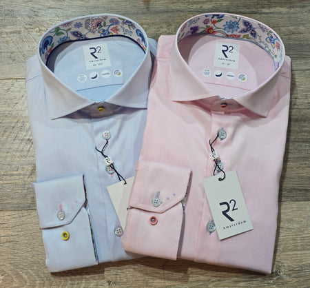 R2 Amsterdam Summer Formal Shirt with Floral Trims