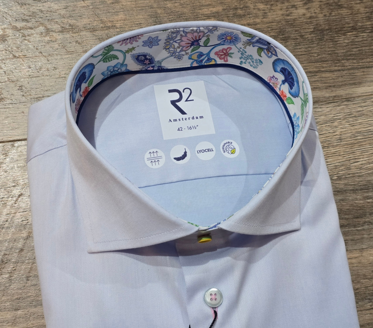 R2 Amsterdam Summer Formal Shirt with Floral Trims