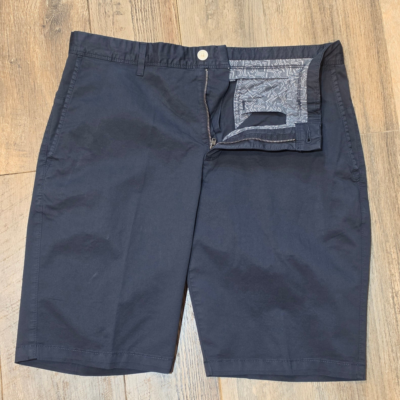 Roy Robson Regular fit Navy Garment-washed Chino Shorts
