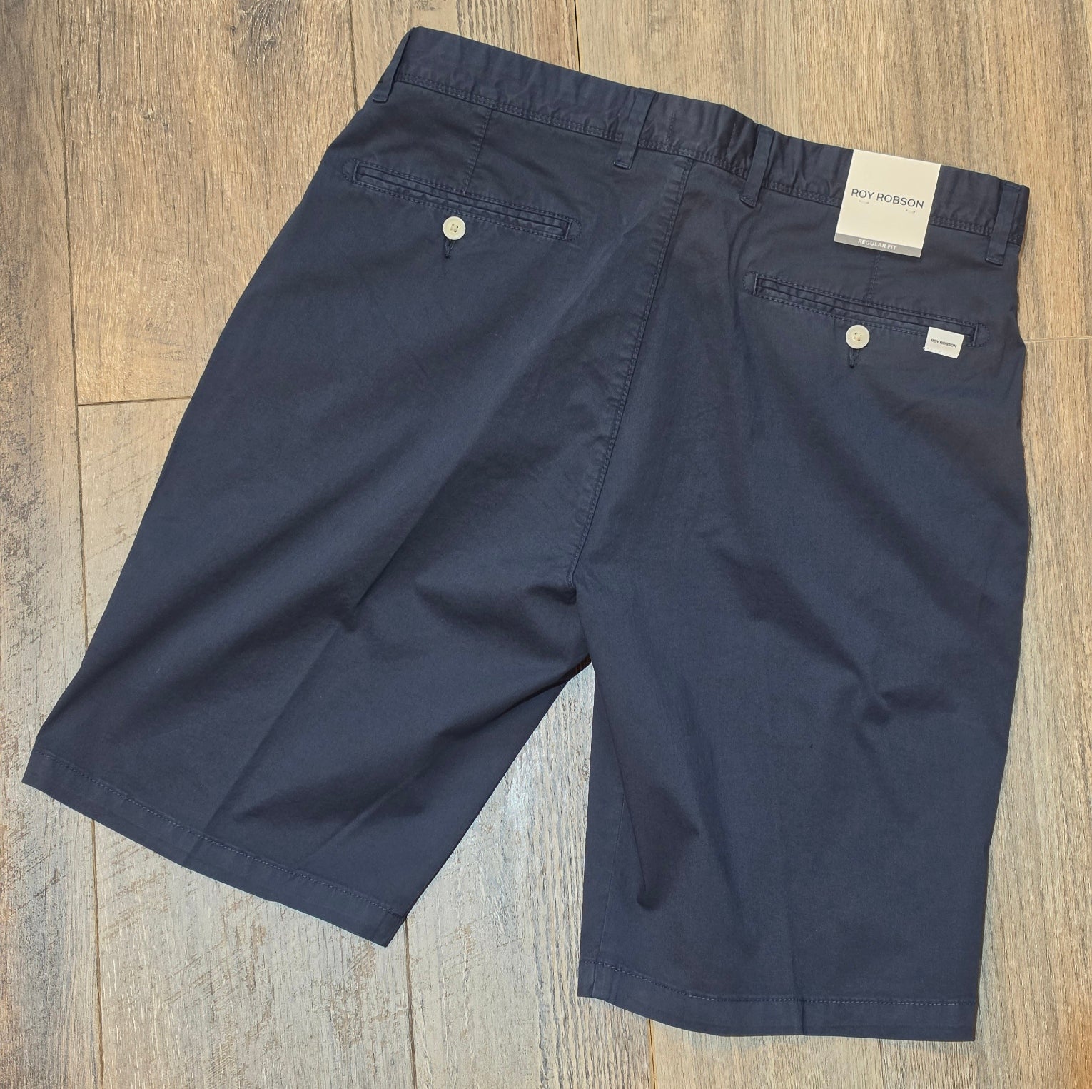 Roy Robson Regular fit Navy Garment-washed Chino Shorts