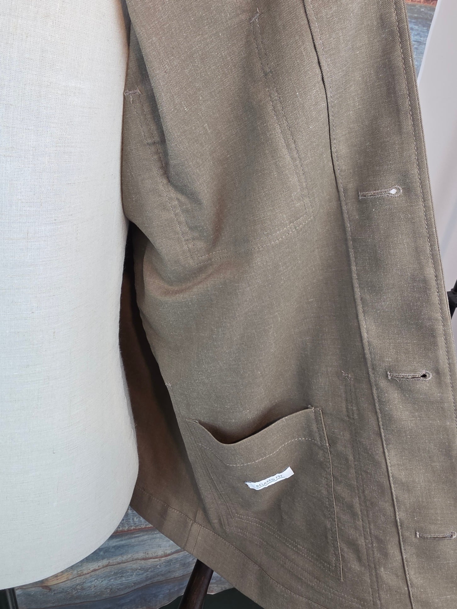 Roy Robson Relaxed Fit Linen mix Overshirt - Green