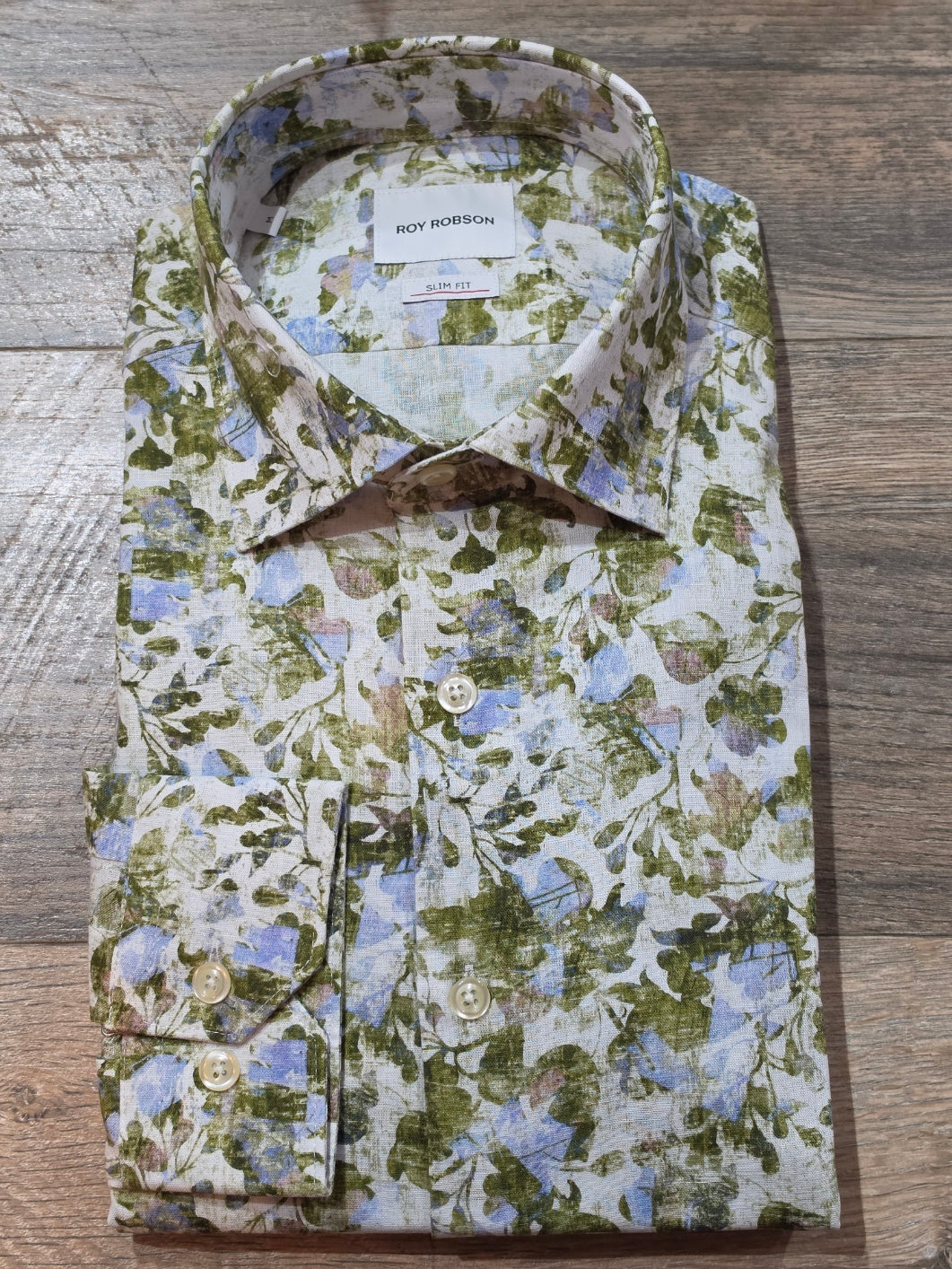 Roy Robson slim fit Cotton / Linen Blend floral print Shirt