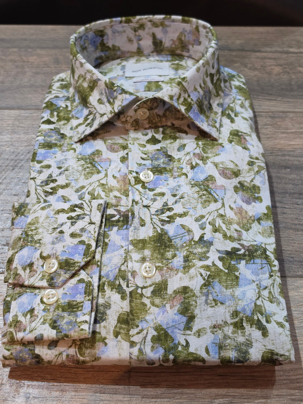 Roy Robson slim fit Cotton / Linen Blend floral print Shirt