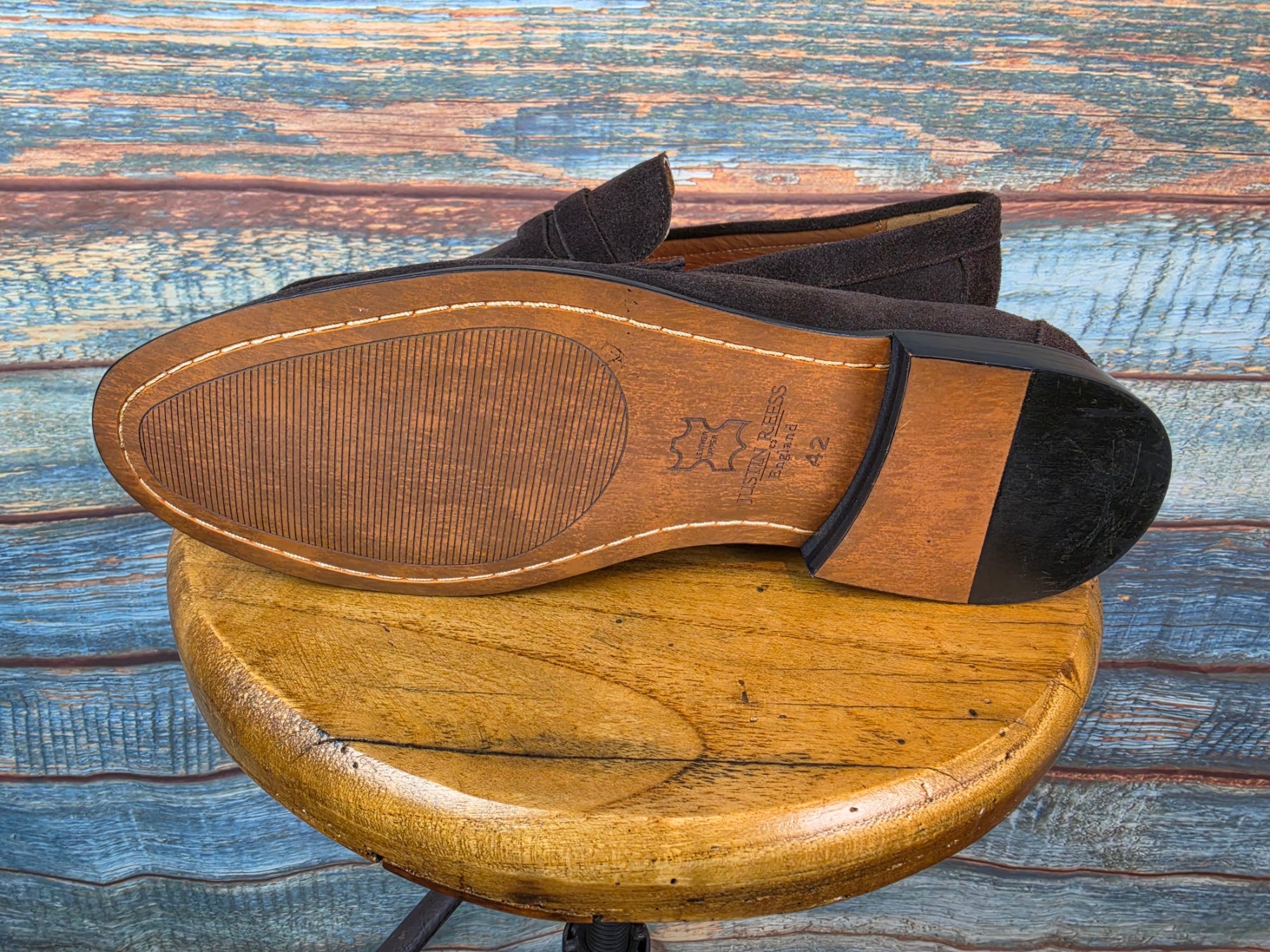 Justin Reess Classic Brown Suede Penny Loafers