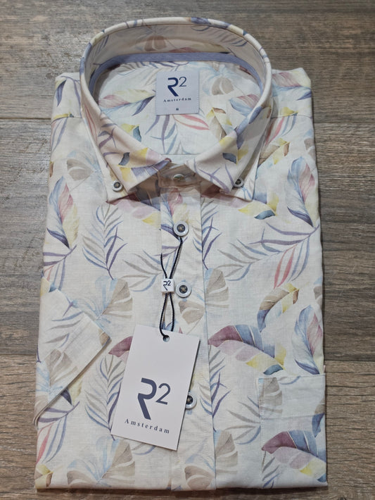 R2 - Amsterdam Short Sleeve Linen and Cotton print shirt