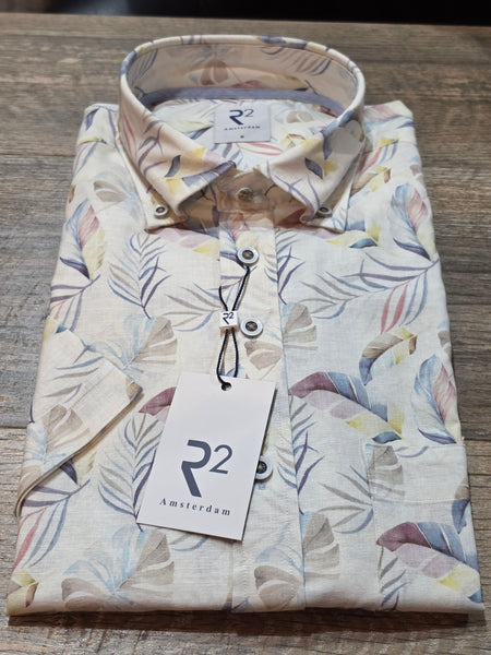 R2 - Amsterdam Short Sleeve Linen and Cotton print shirt