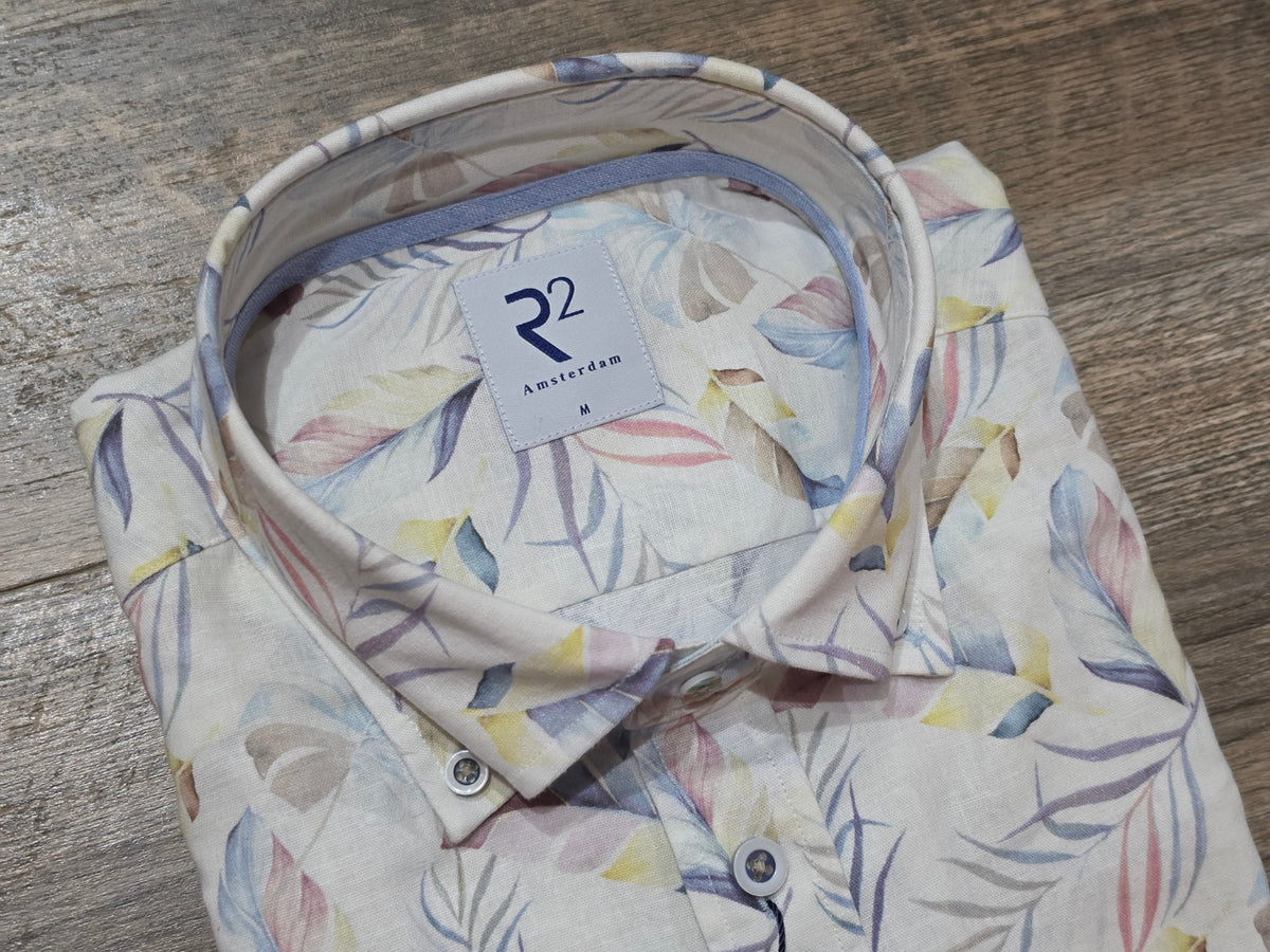 R2 - Amsterdam Short Sleeve Linen and Cotton print shirt