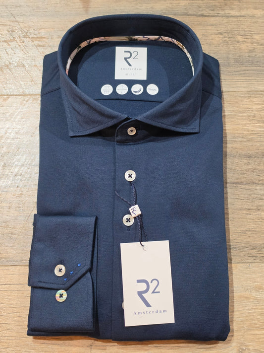R2 - Amsterdam Navy Stretch Jersey Travel shirt