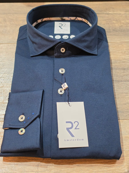 R2 - Amsterdam Navy Stretch Jersey Travel shirt