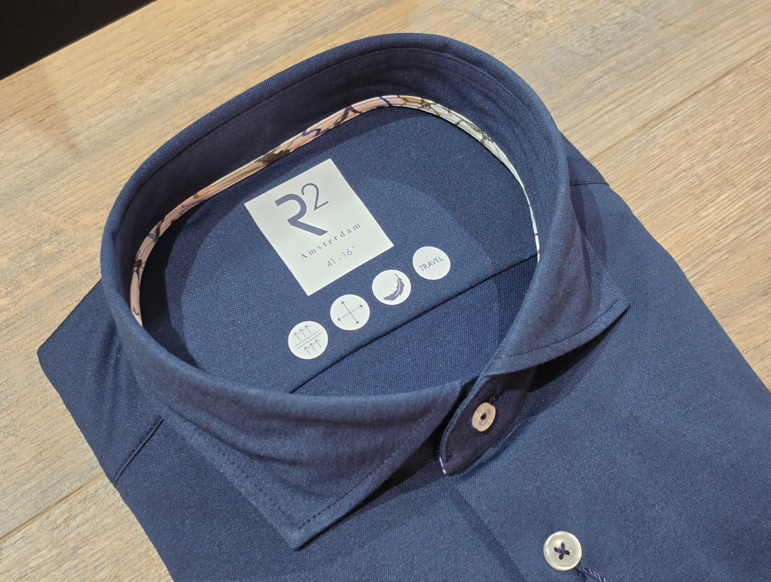 R2 - Amsterdam Navy Stretch Jersey Travel shirt