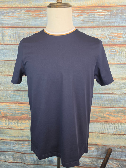 Montechiaro Navy Stretch Tee with neck tipping
