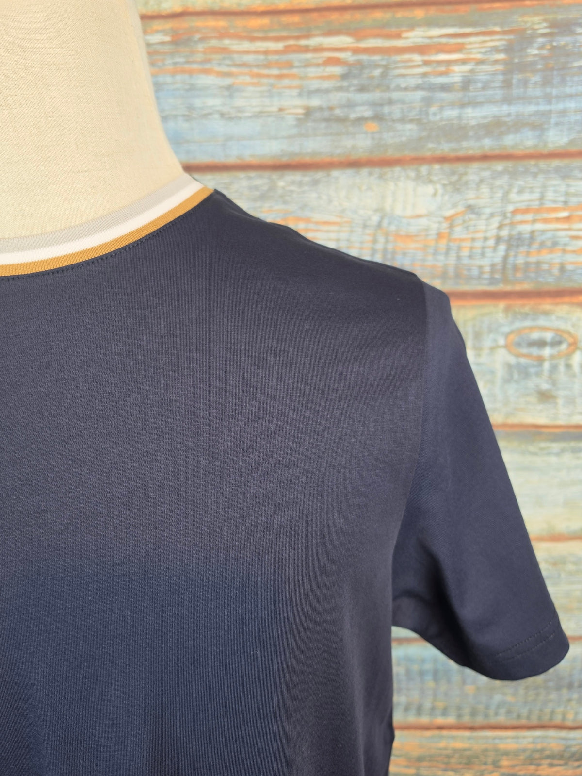 Montechiaro Navy Stretch Tee with neck tipping