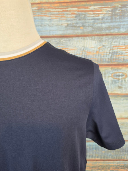 Montechiaro Navy Stretch Tee with neck tipping