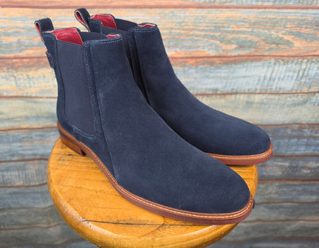 Justin Reess LUIZ SUEDE ANKLE BOOTS - NAVY