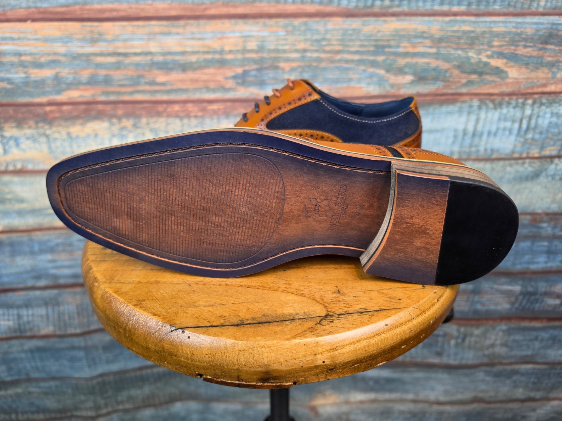 Justin Reess ROMAN Tan / Navy Suede Brogues