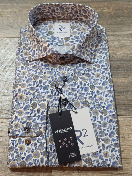 R2 - Amsterdam blue flower Print shirt