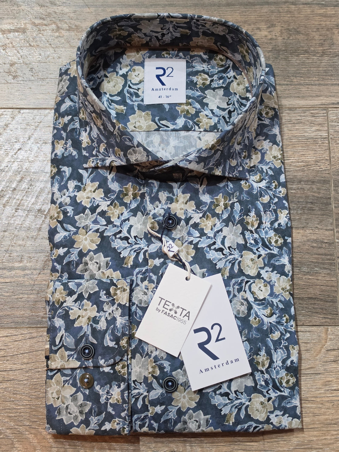 R2 - Amsterdam Navy flower Print shirt