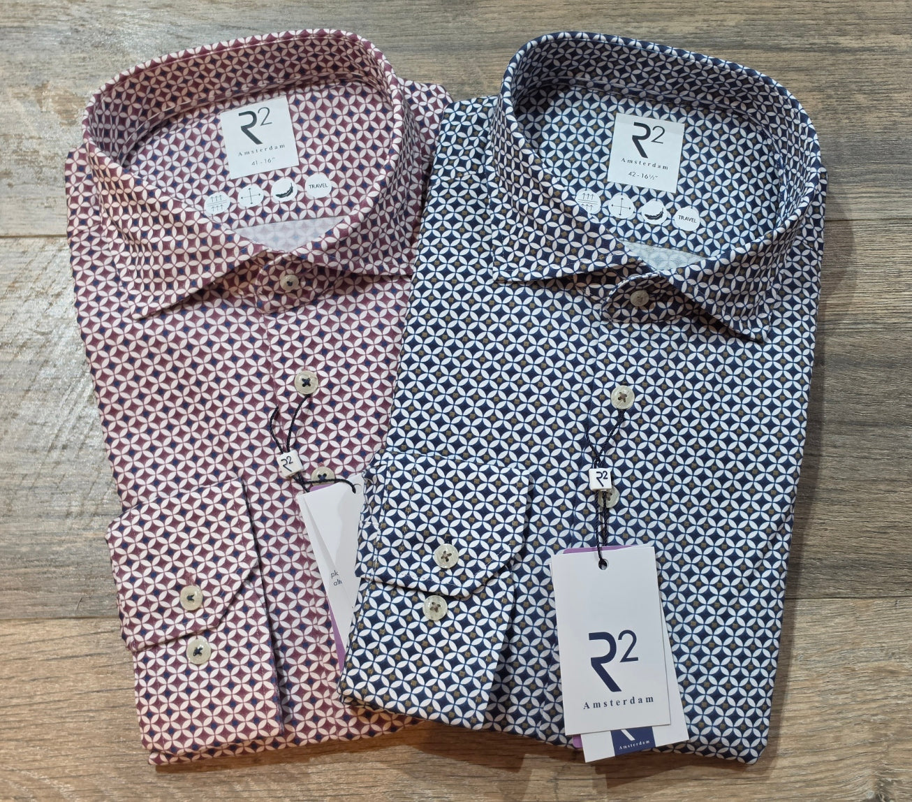 R2 - Amsterdam Geometric printed Travel shirt