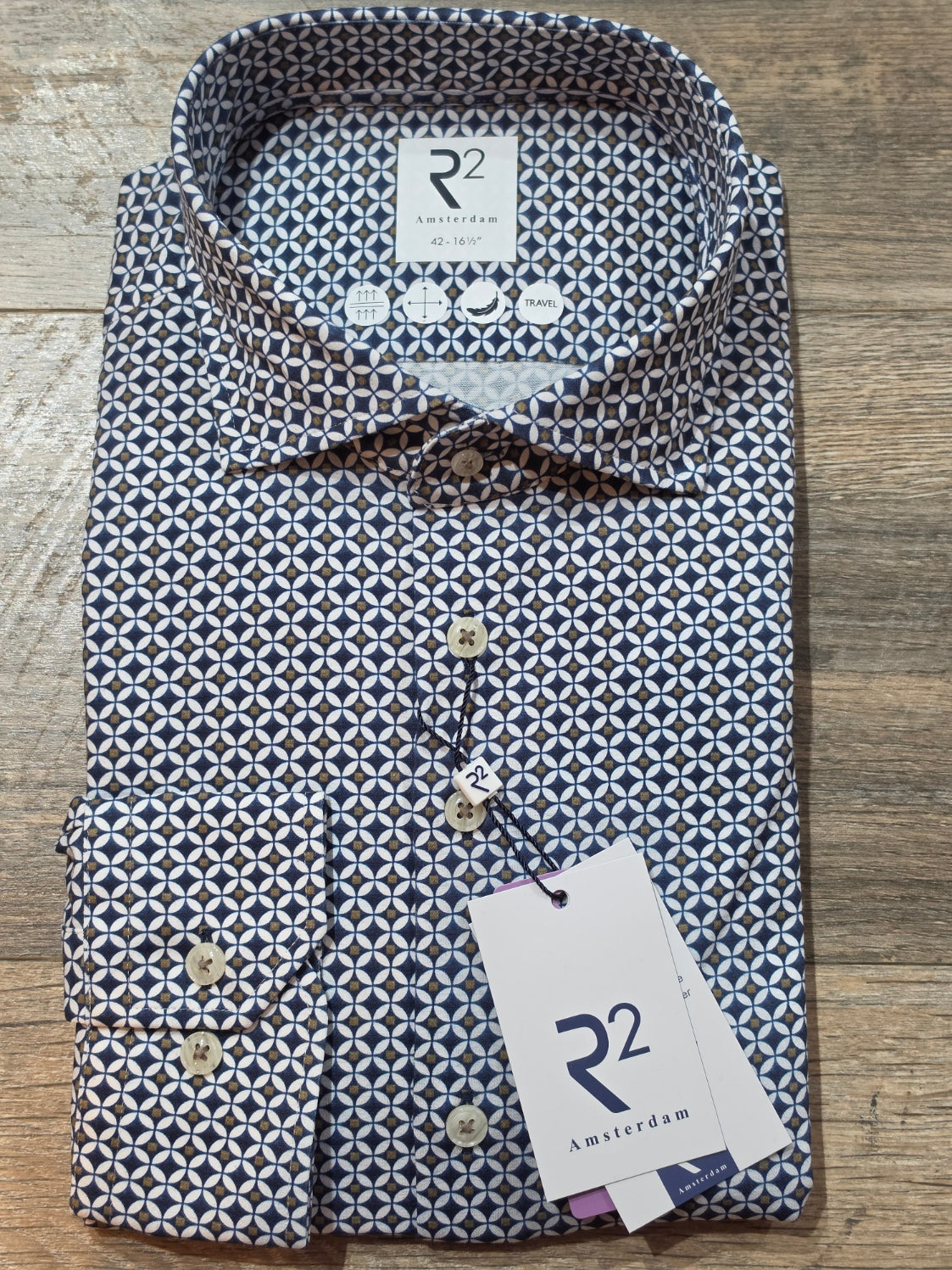 R2 - Amsterdam Geometric printed Travel shirt