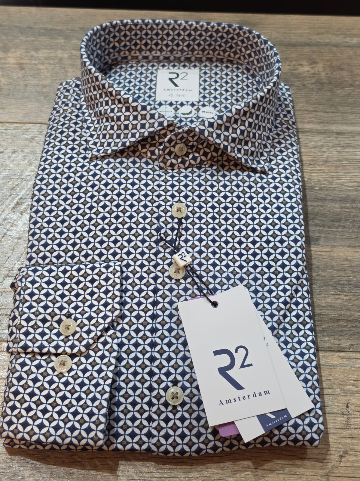 R2 - Amsterdam Geometric printed Travel shirt
