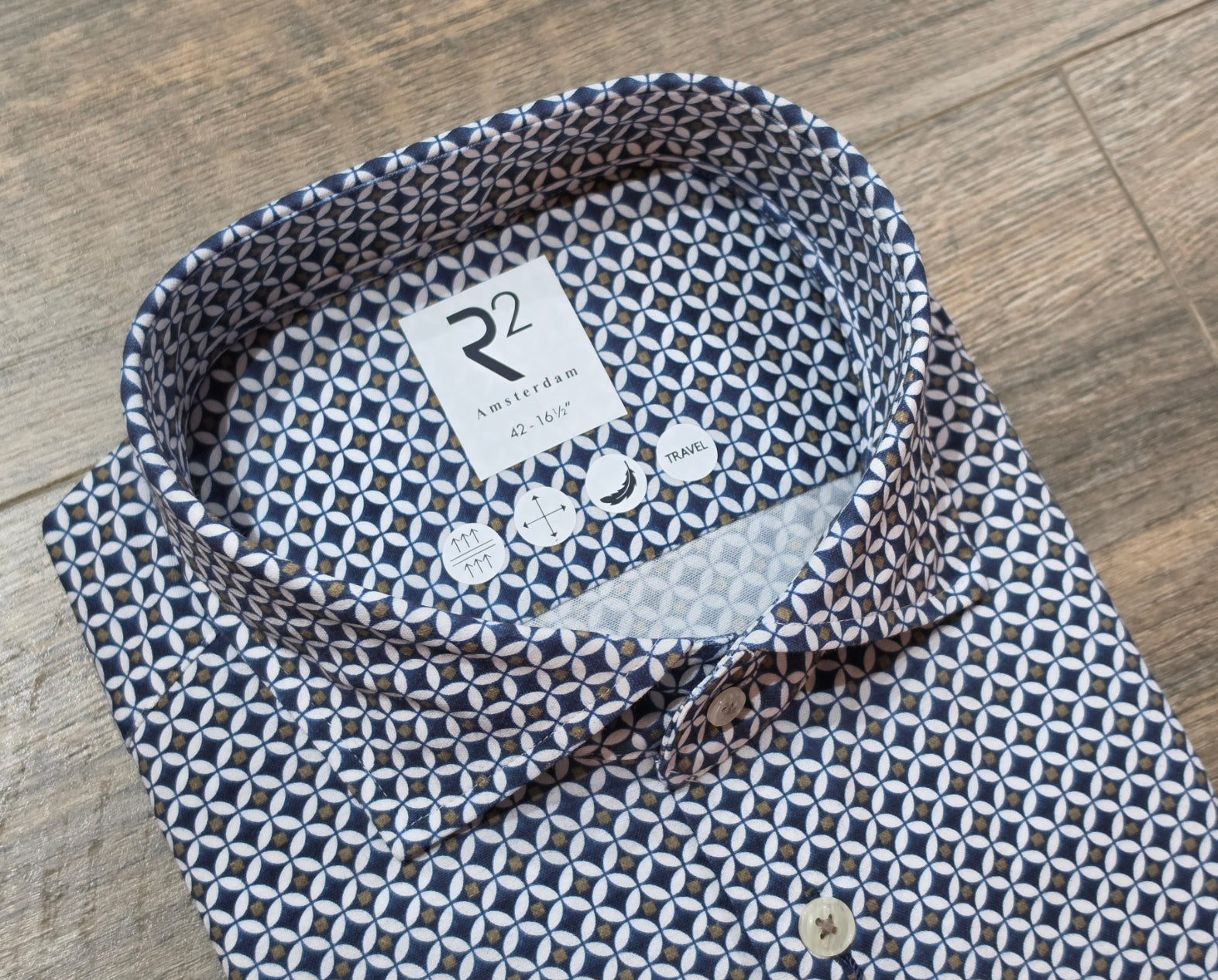 R2 - Amsterdam Geometric printed Travel shirt