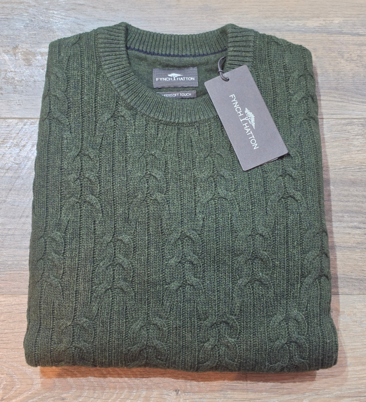 FYNCH-HATTON Cable Round Neck Cotton and Wool Jumpers