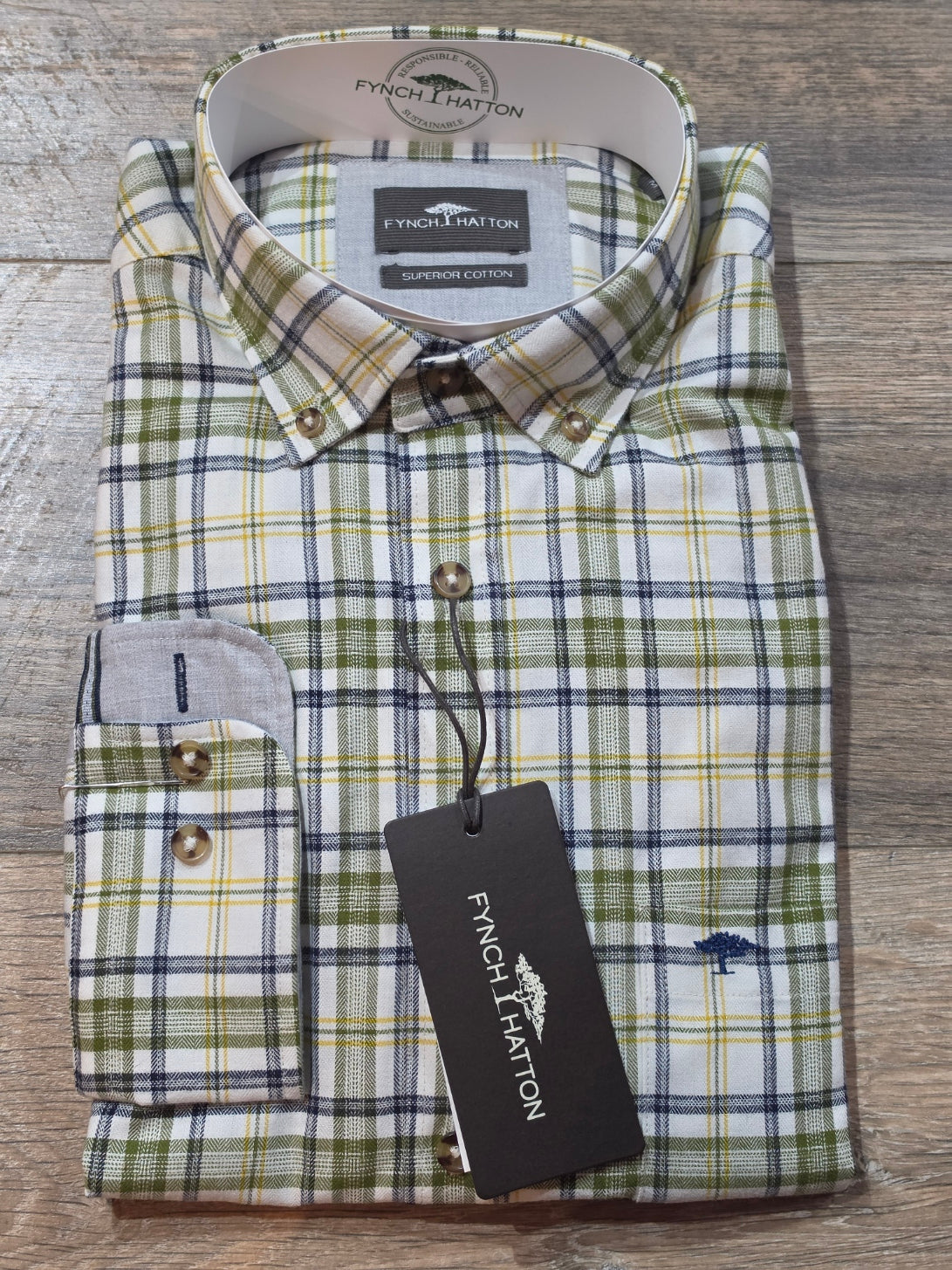 FYNCH-HATTON Winter Brushed Cotton Button Down Shirts