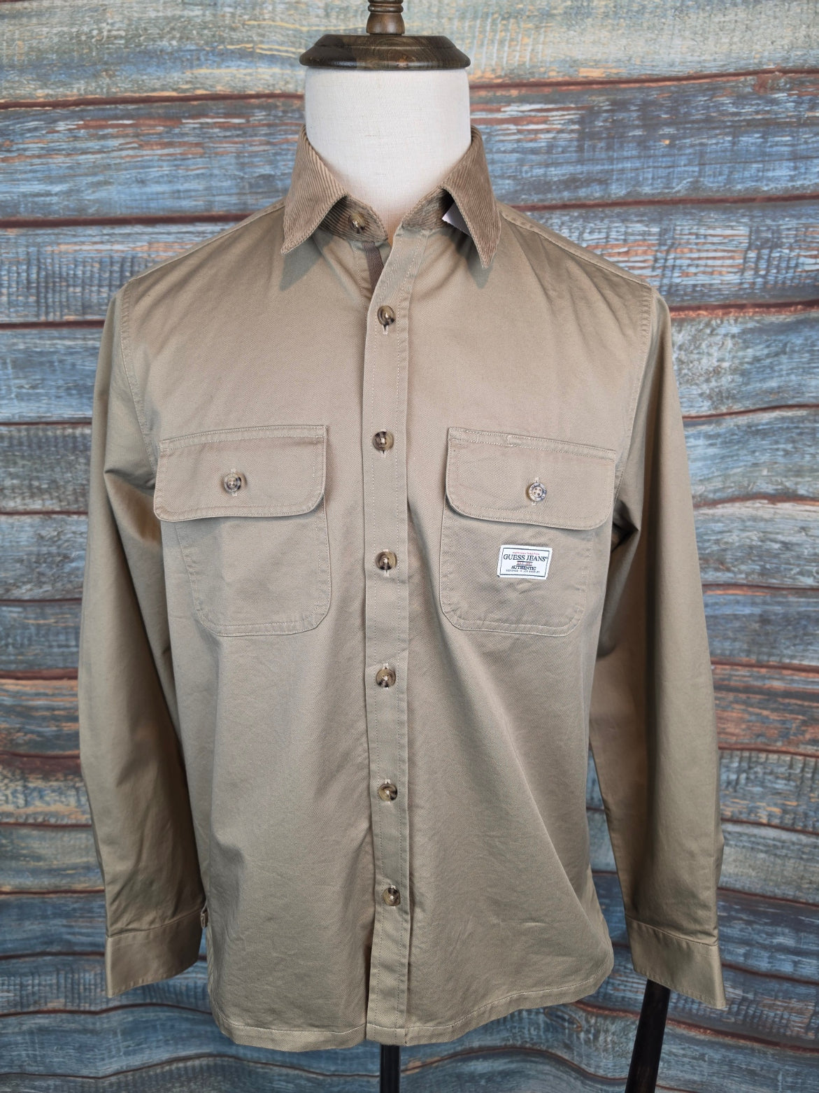Guess Jeans Regular Fit Cotton Shirt with Cord Collar