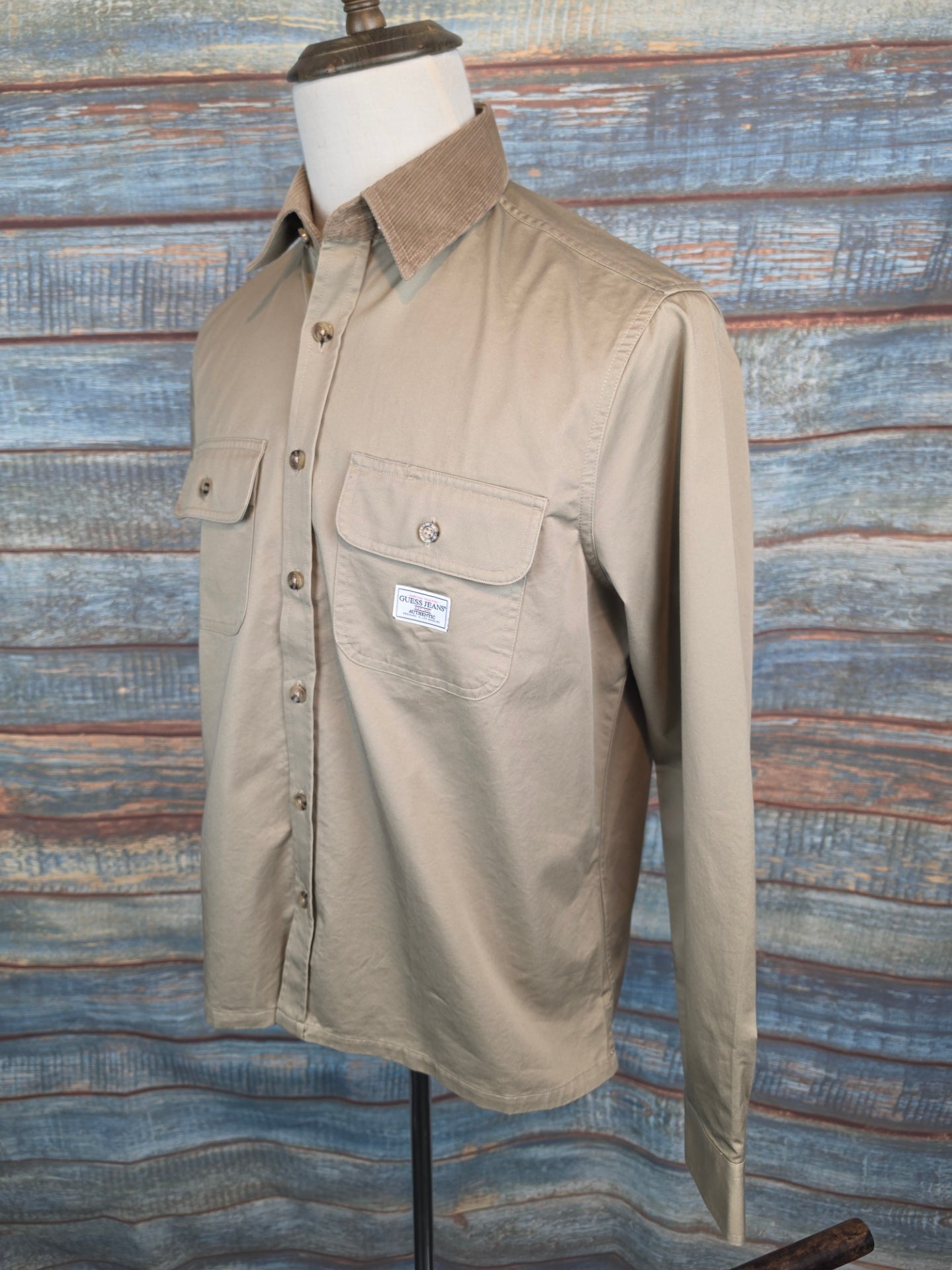 Guess Jeans Regular Fit Cotton Shirt with Cord Collar