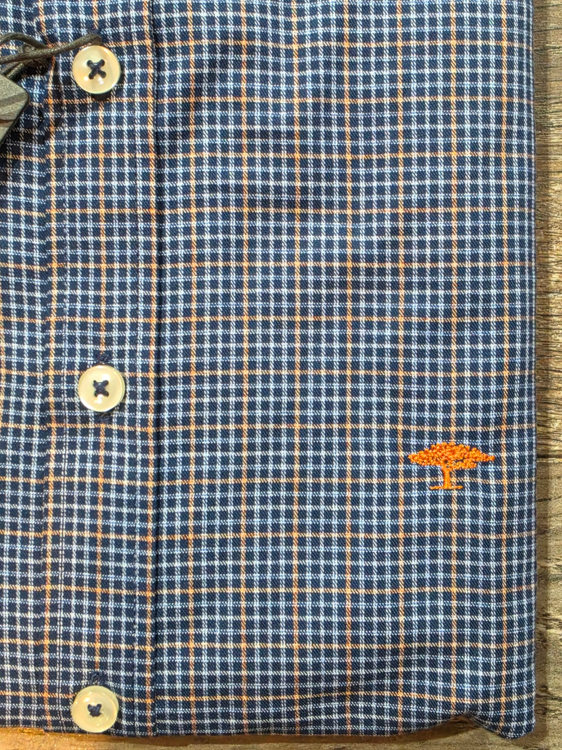 FYNCH-HATTON Blue with Orange Check BD Shirt